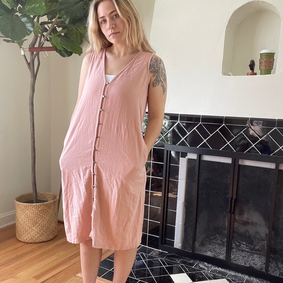 Blush Pink Button Down Dress - Picture 2 of 9